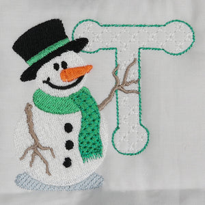Snowflakes and Snowmen Monogram Letter T