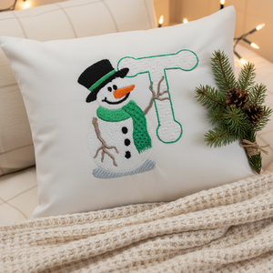 Snowflakes and Snowmen Monogram Letter T