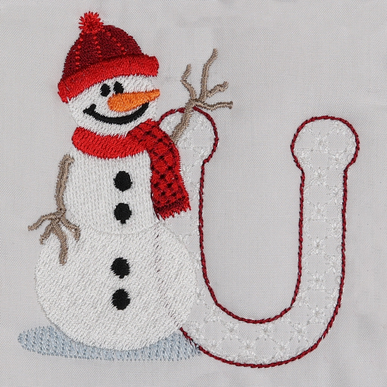 Snowflakes and Snowmen Monogram Letter U