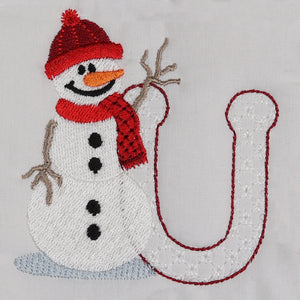 Snowflakes and Snowmen Monogram Letter U