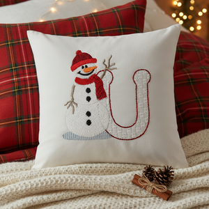 Snowflakes and Snowmen Monogram Letter U