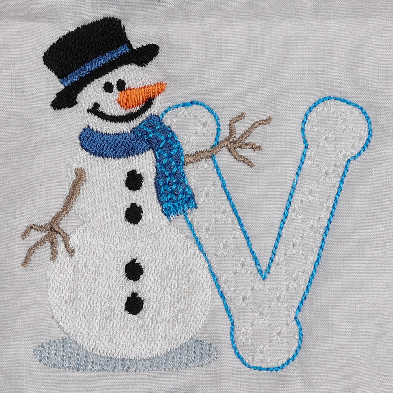 Snowflakes and Snowmen Monogram Letter V