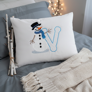 Snowflakes and Snowmen Monogram Letter V