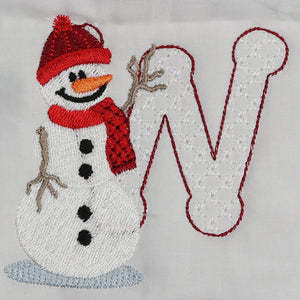 Snowflakes and Snowmen Monogram Letter W