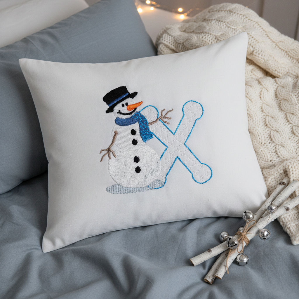 Snowflakes and Snowmen Monogram Letter X