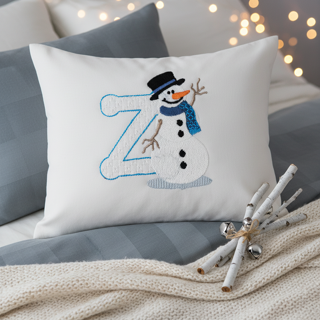Snowflakes and Snowmen Monogram Letter Z