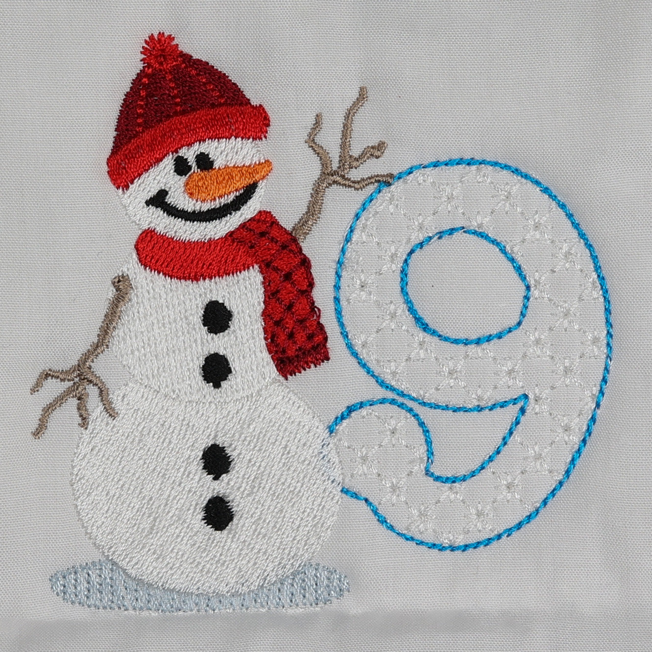 Snowflakes and Snowmen Monogram Number 9
