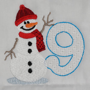 Snowflakes and Snowmen Monogram Number 9