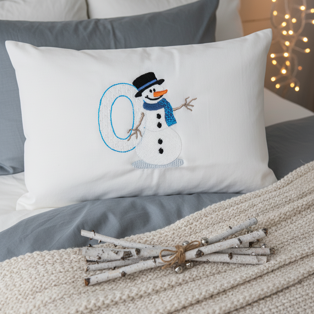 Snowflakes and Snowmen Monogram Number 0