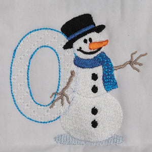 Snowflakes and Snowmen Monogram Number 0