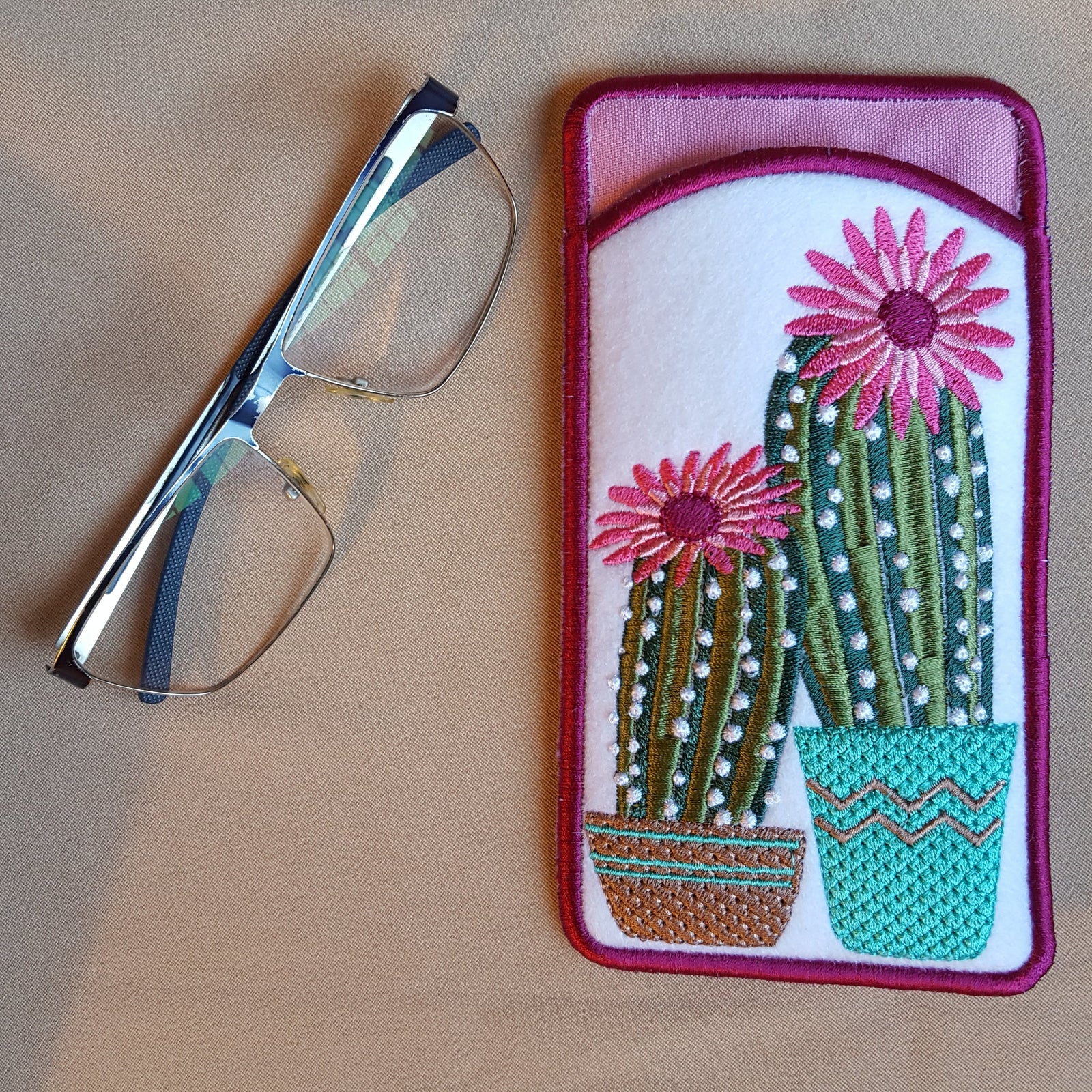 Flowering Succulent Eyeglass Case