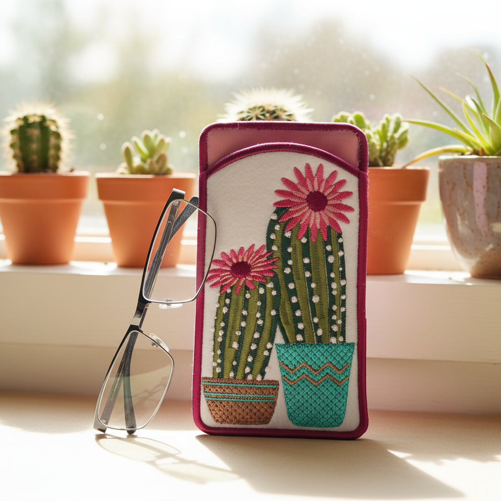 Flowering Succulent Eyeglass Case
