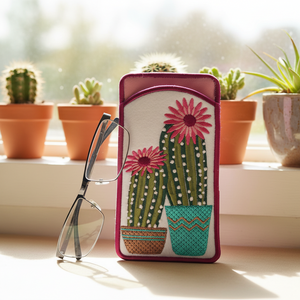 Flowering Succulent Eyeglass Case