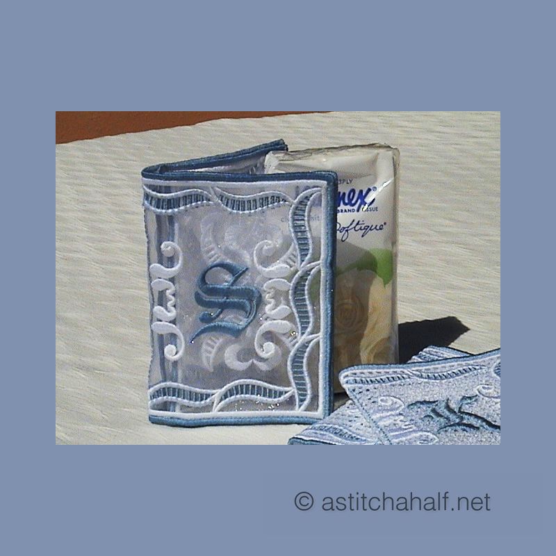 Monogrammed Something Blue Tissue Folder