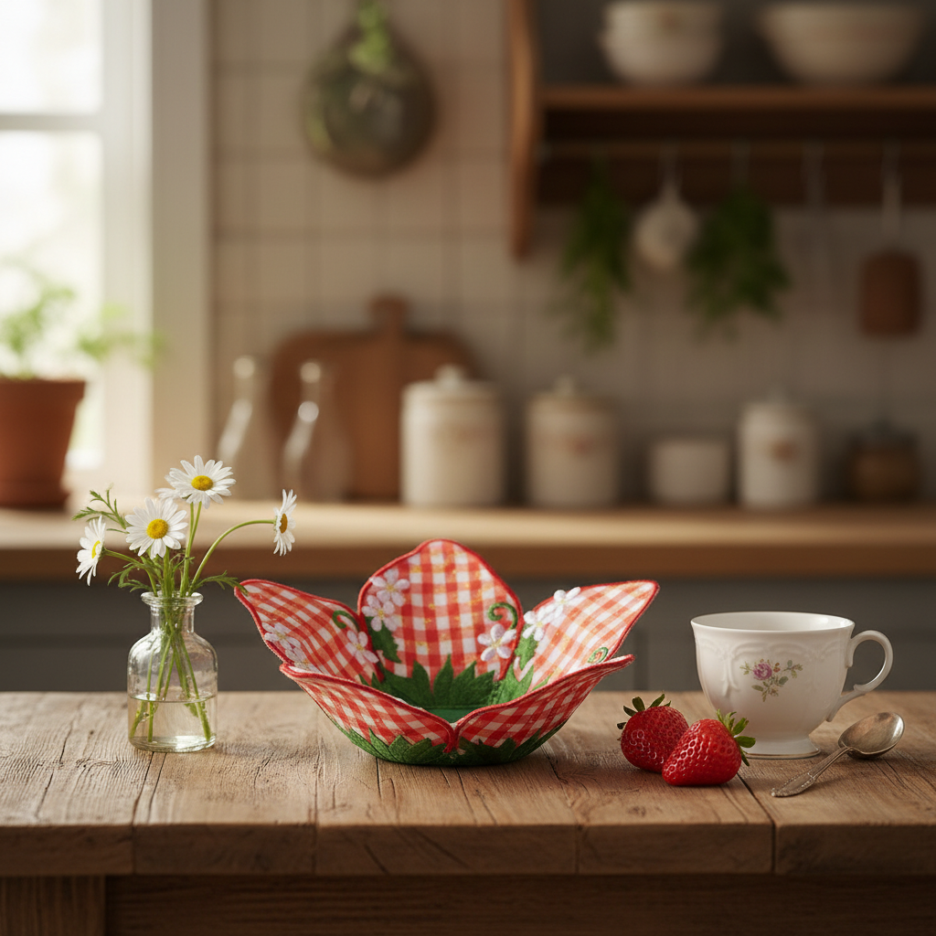 Freestanding Lace and Applique Strawberry Bowls