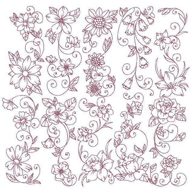 Glimpse of Spring Redwork Bundle