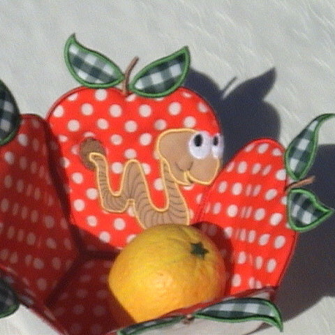 Freestanding Lace and Applique Apple with Worm Bowls