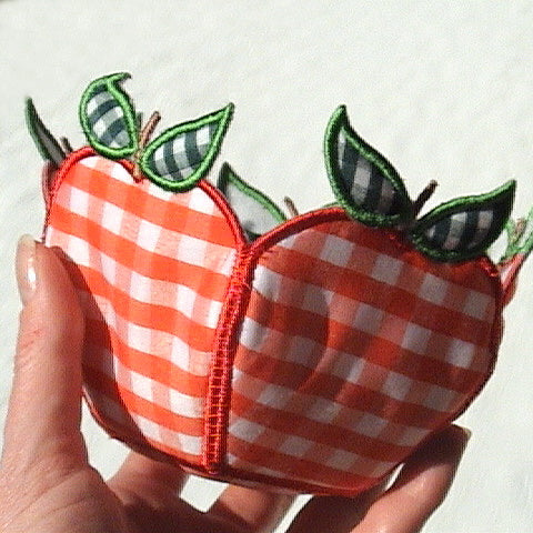 Freestanding Lace and Applique Apple with Worm Bowls