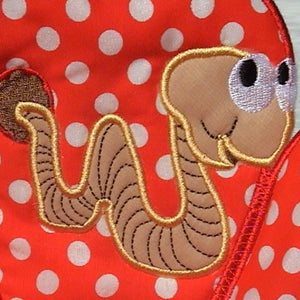 Freestanding Lace and Applique Apple with Worm Bowls