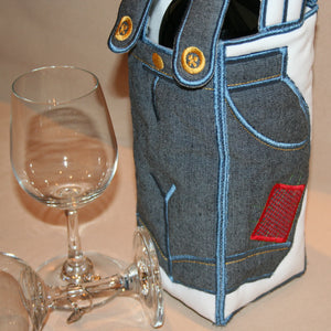 Applique Dungaree Wine Tote Bag