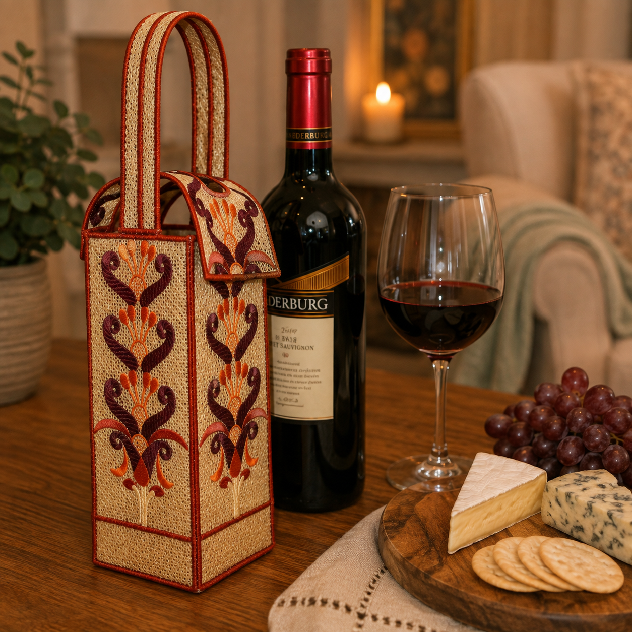Freestanding Lace Egyptian Wine Tote Bag