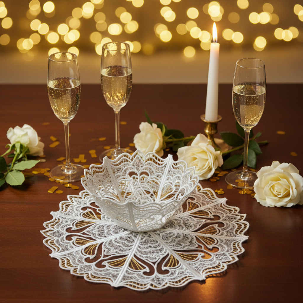 Freestanding Lace Bowl and Doily