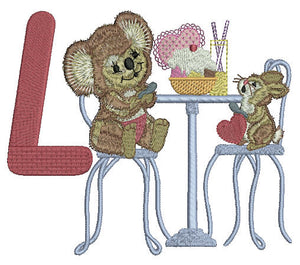 Fuzzy Koala Bear Letter L