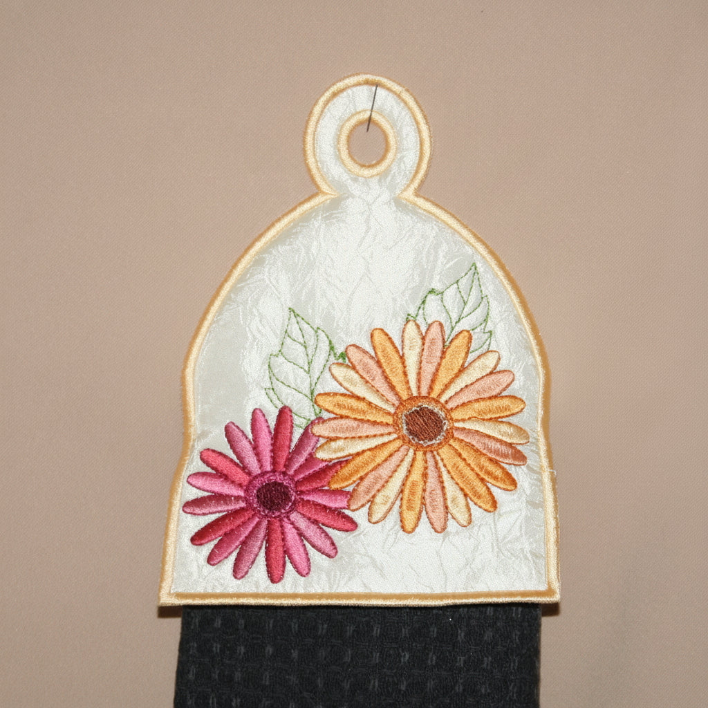 Gerbera Towel Toppers - aStitch aHalf