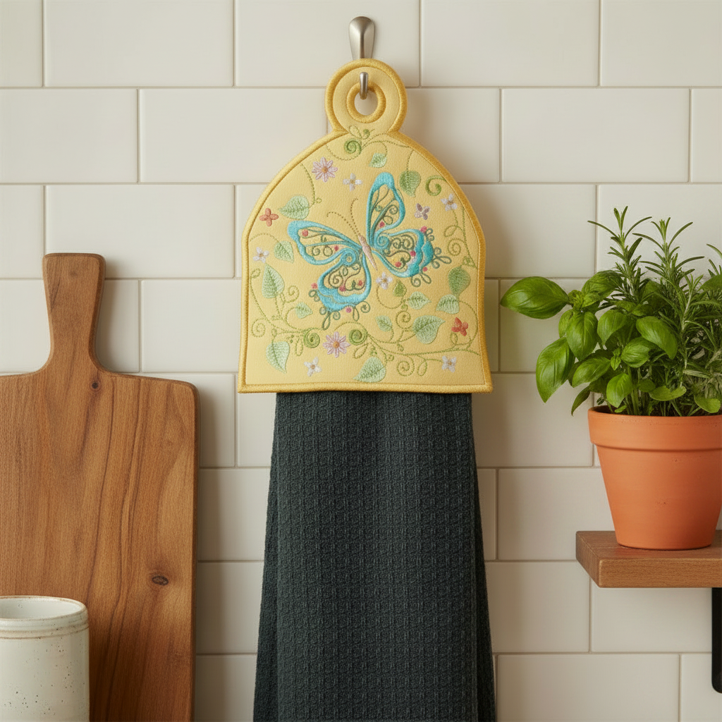 Butterfly Blue Towel Toppers