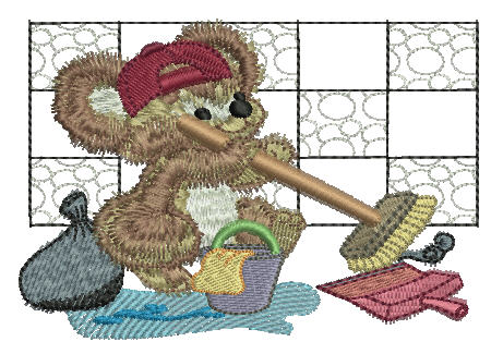 Fuzzy Koala Bear Jacob doing Chores