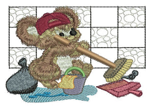 Fuzzy Koala Bear Jacob doing Chores