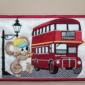 Fuzzy Oliver at a Red London Bus