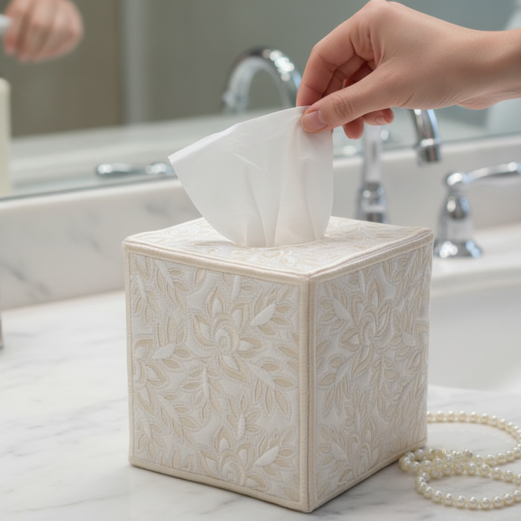 Whispering Roses Square Tissue Box Cover