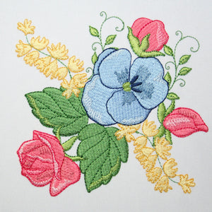 Blue Viola and Roses