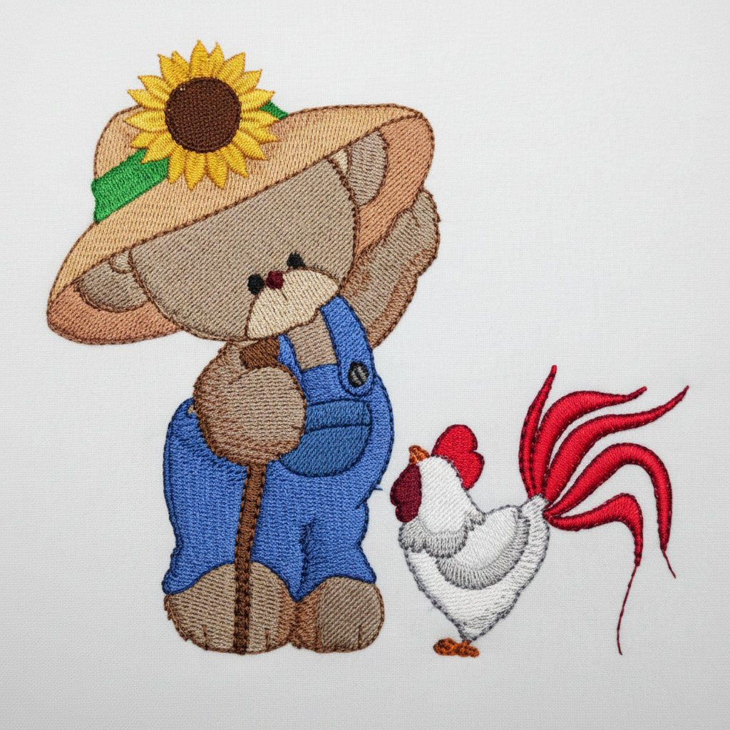Farmer Daniel Bear and Ronald Rooster