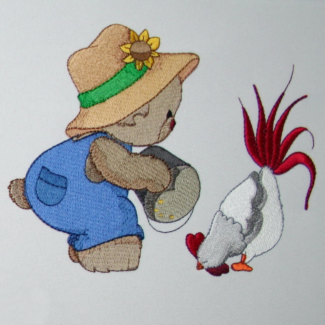 Daniel feeding the chickens