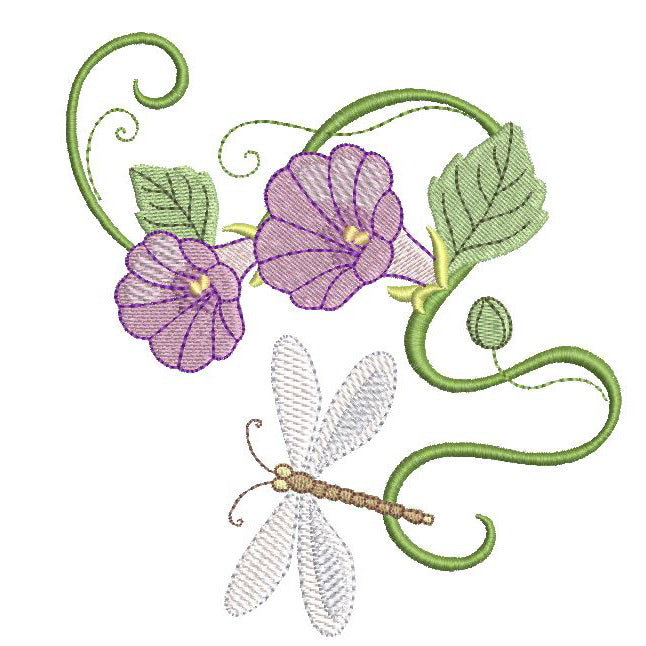 Pretty Purple Morning Glory and Firefly