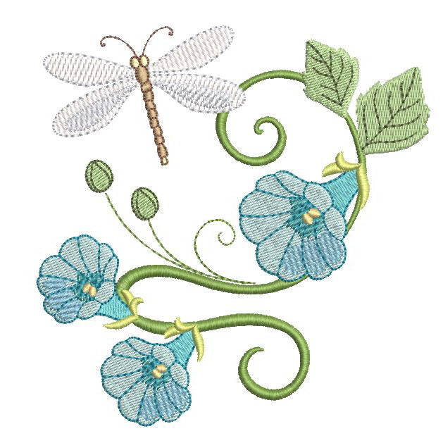 Brightly Blue Morning Glory and Firefly