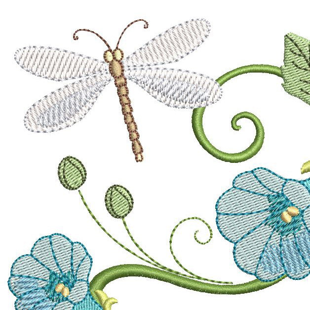 Brightly Blue Morning Glory and Firefly