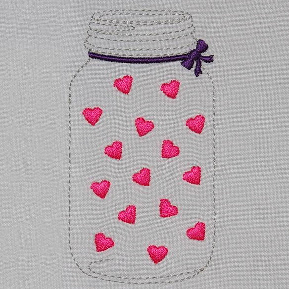 Mason glass jar filled with Hearts