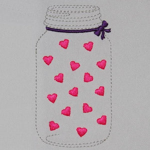 Mason glass jar filled with Hearts