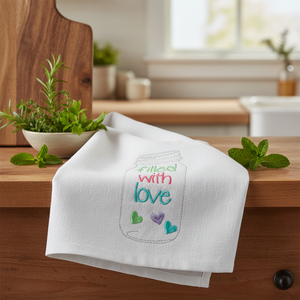 Mason glass jar filled with Love