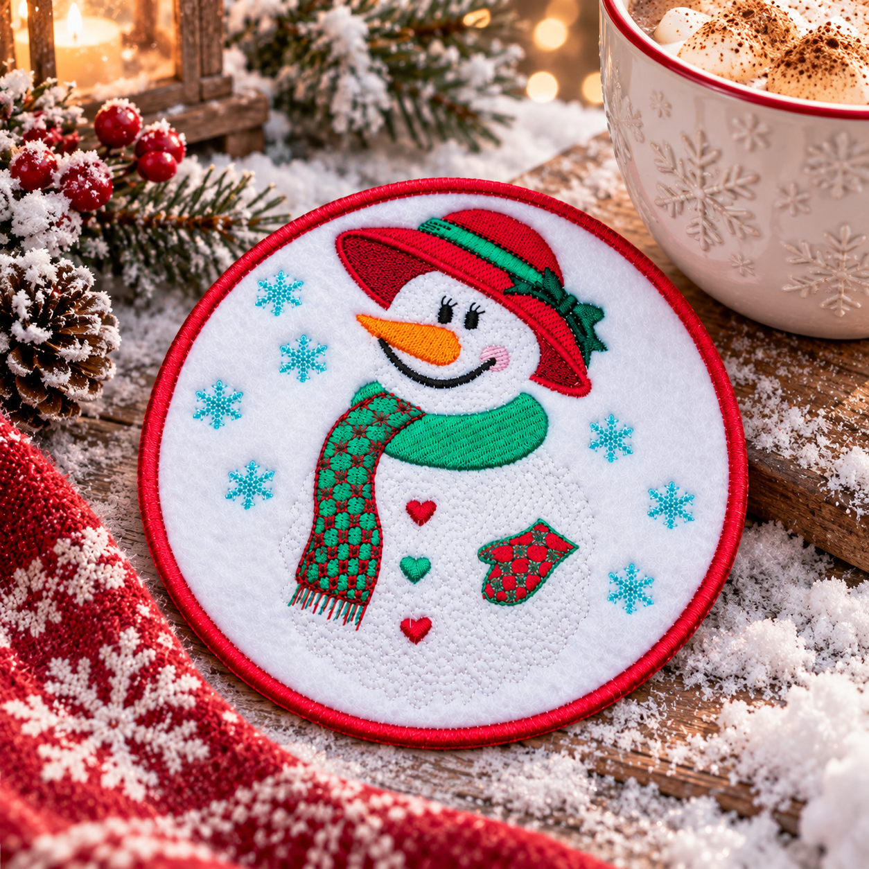 Mrs Snowman Mug Rug