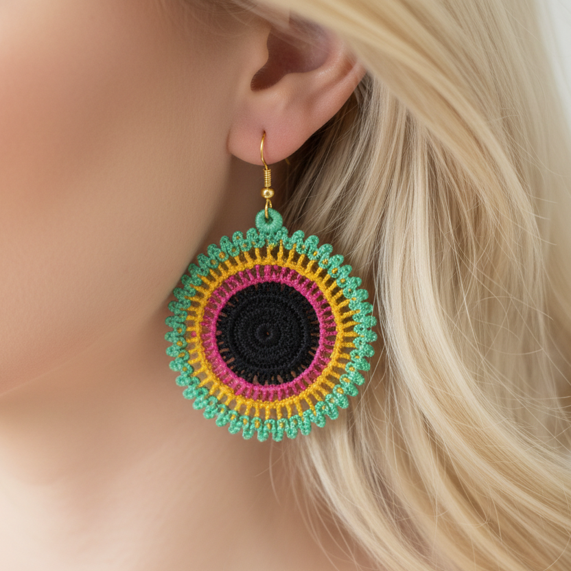 African Hoop Freestanding Lace Earrings