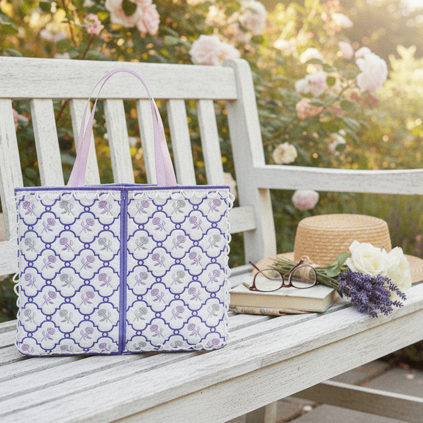 Faberge Inspired Rose Skinny Tote