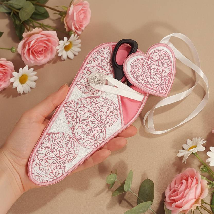 Hearts Scissor Cases with Hearts Fob