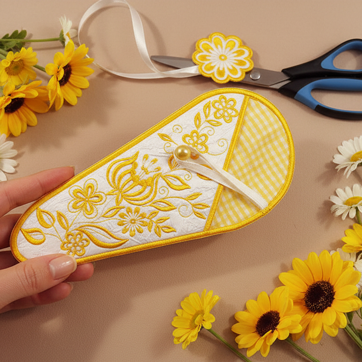 Just Flowers Scissor Cases with Applique Fob
