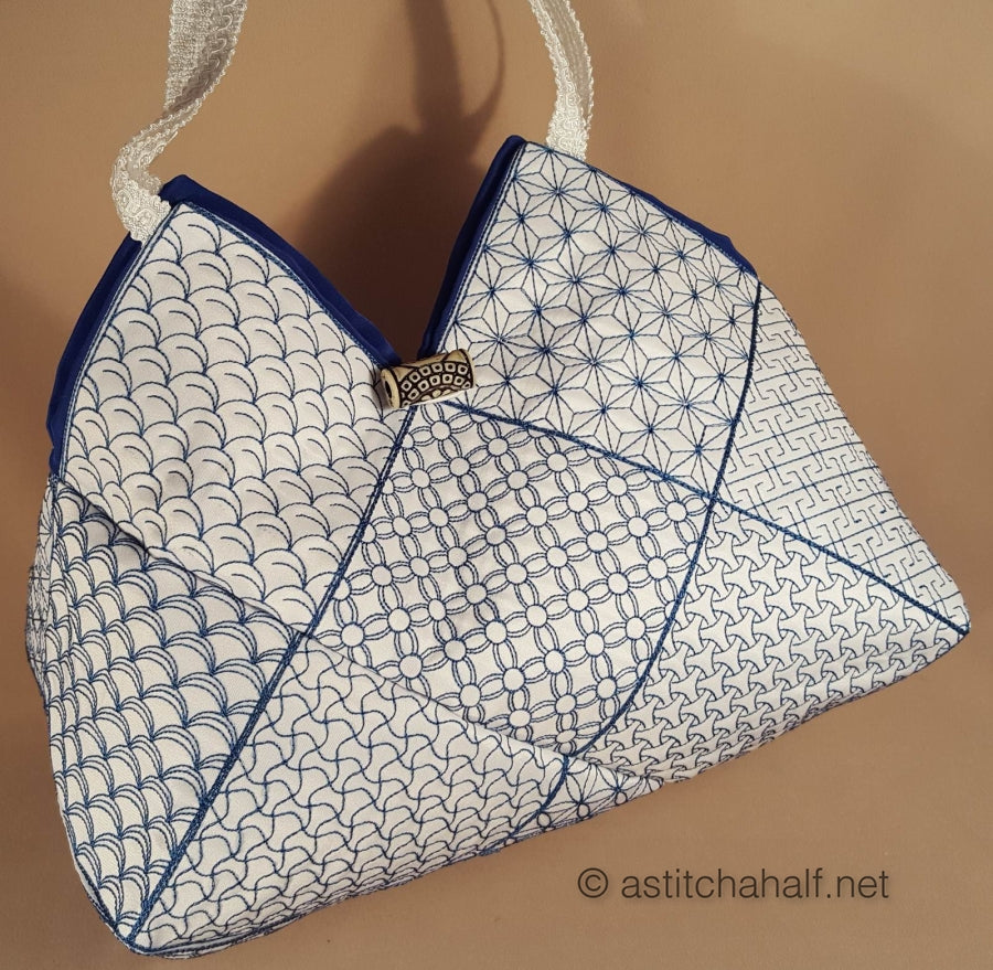 Japanese Sashiko Quilt Blocks and Tote Bag