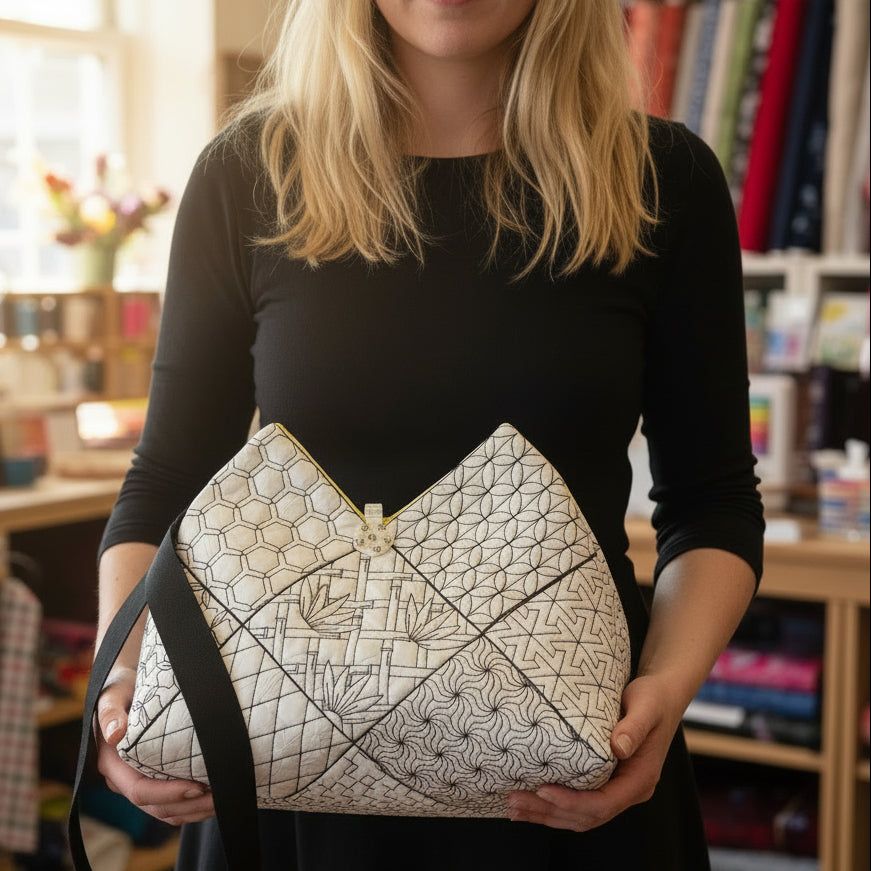Kikko Sashiko Quilt Blocks and Tote Bag