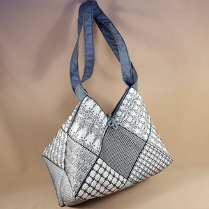 Luciana Spanish Blackwork Quilt Blocks and Tote Bag